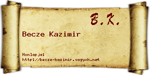 Becze Kazimir névjegykártya